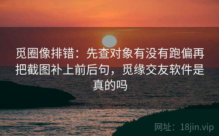 觅圈像排错：先查对象有没有跑偏再把截图补上前后句，觅缘交友软件是真的吗